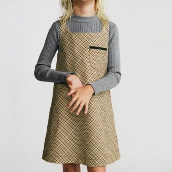 Zara Girl Plaid Contrast Pocket Pinafore Sleeveles Dress Size 13-14 NWT - Picture 6 of 6